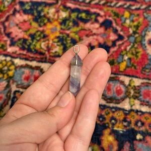 Fluorite Crystal Point Pendant - Necklace Charm